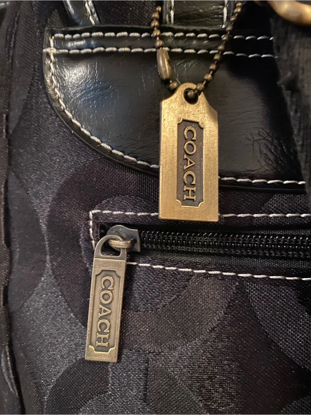 Coach Black Signature Canvas Drawstring Backpack with Leather Trim - Picture 6 of 9